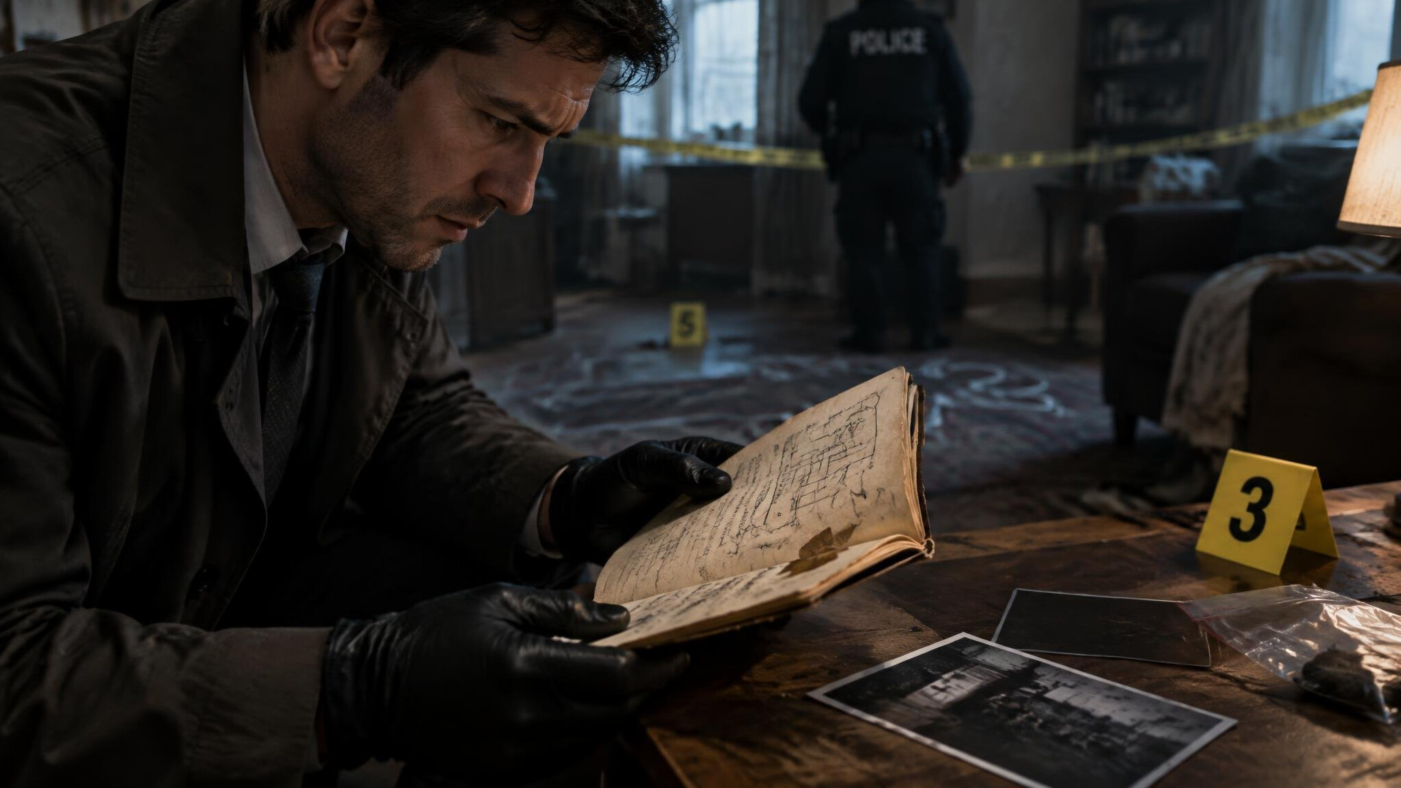 detective reading clues