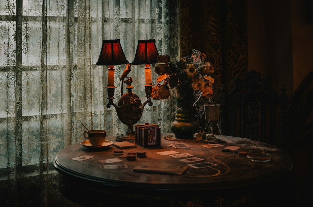 clue on table in dim light
